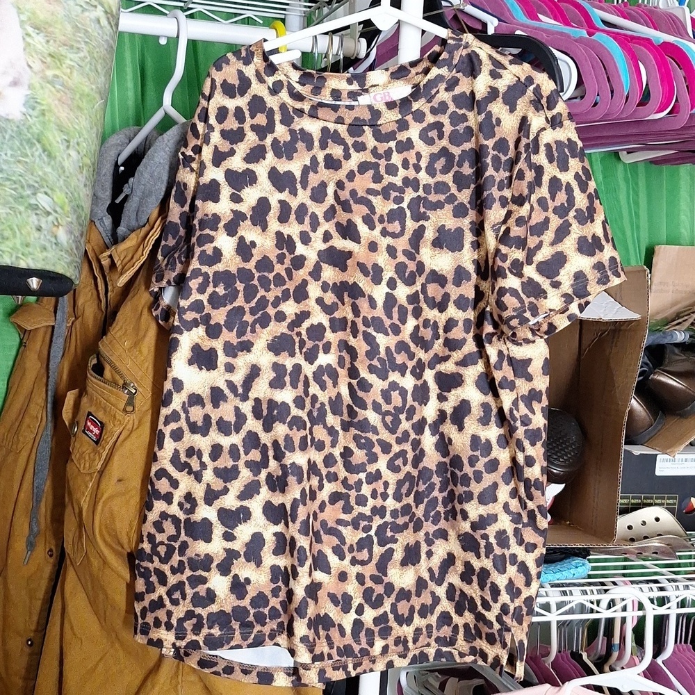 GB GIRLS LEOPARD PRINT T-SHIRT GIRLS LARGE